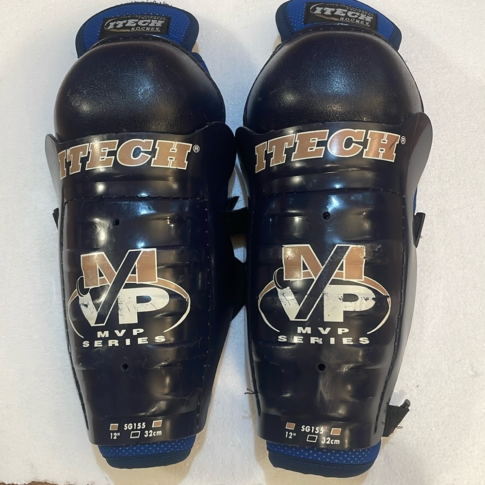 ITech ice Hockey shinguards pads MVP series SG155 blue size 12” 32 cm boys girls